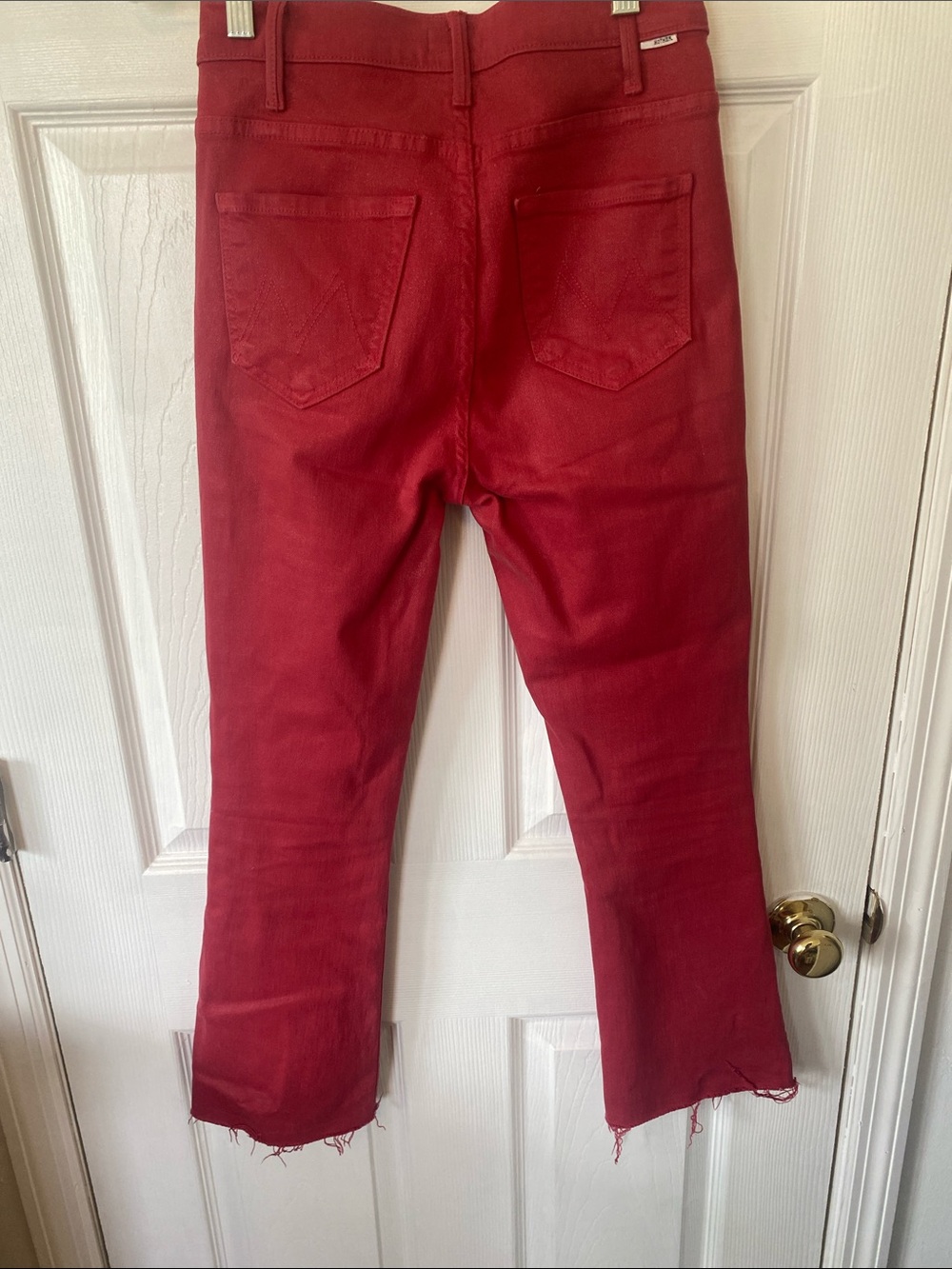 MOTHER The Hustler Ankle Fray Red Women's Jeans Never a Dull Moment - Picture 4 of 6